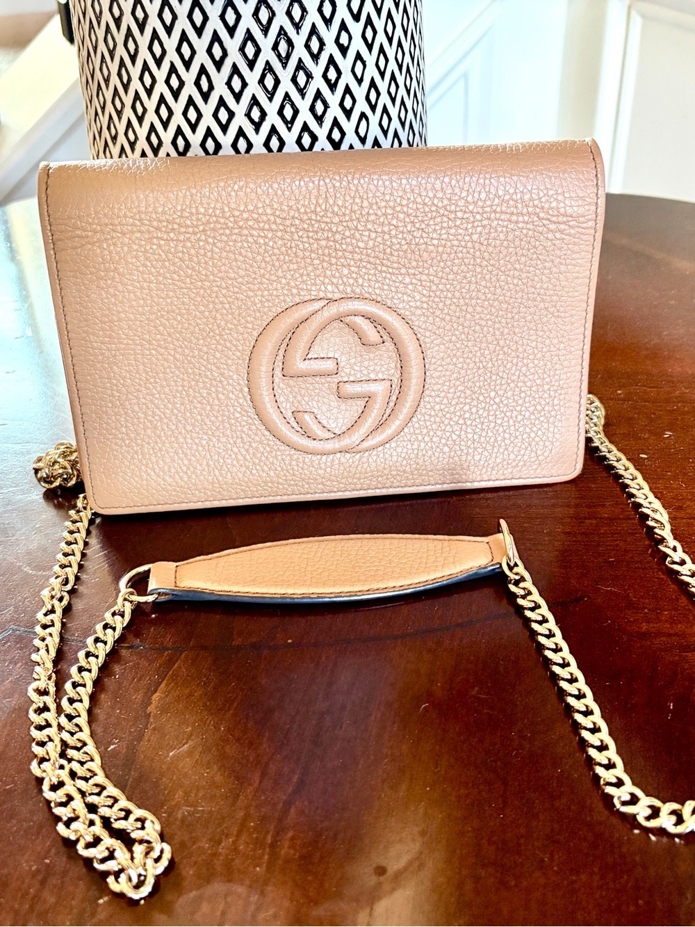 GUCCI Soho Camelia Leather Wallet on Chain WOC - Excellent Condition